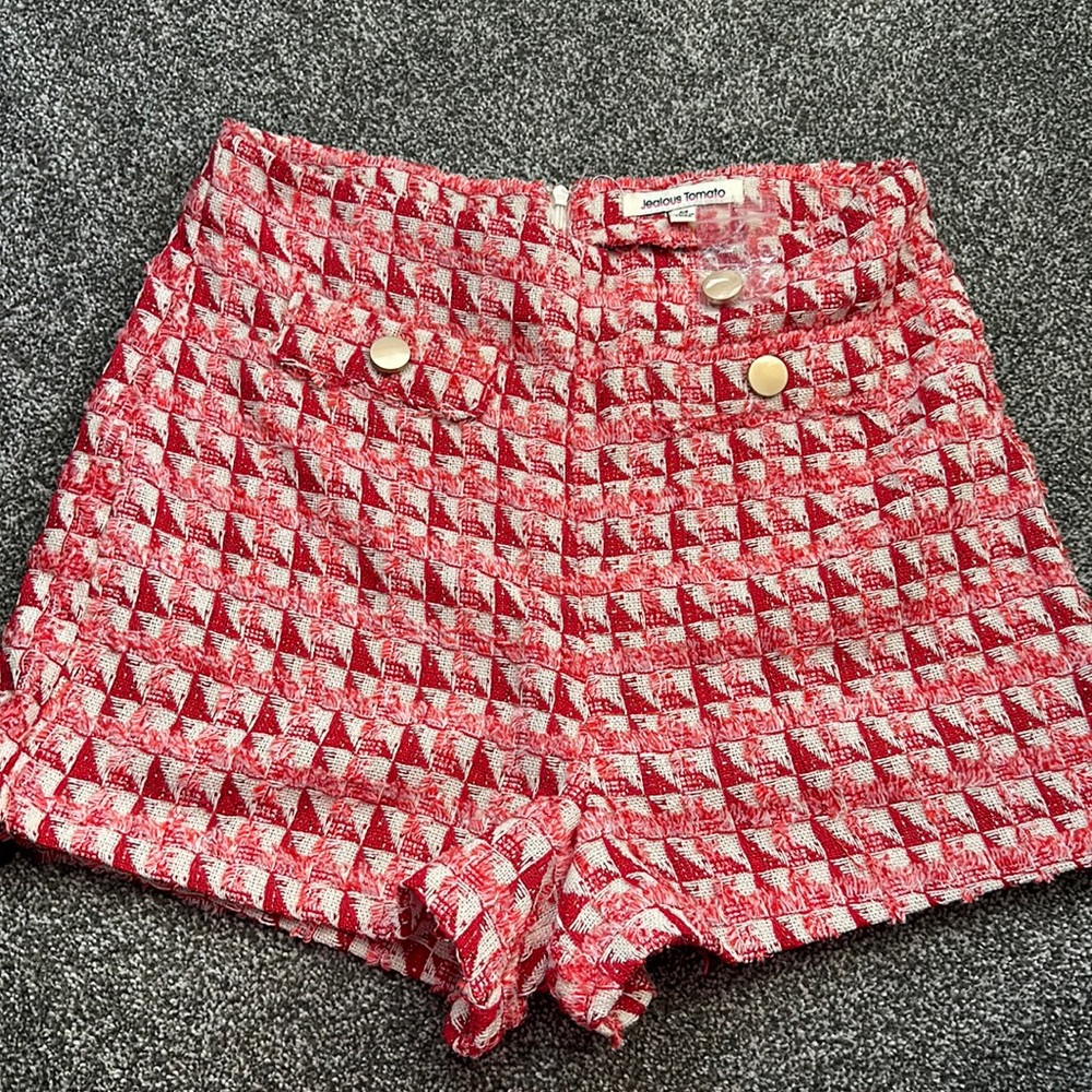 High waisted twill shorts